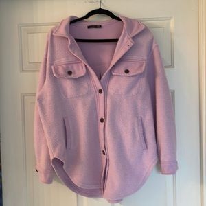 Lavender casual jacket by Black Tape.  Distressed style.  Longer in the back.